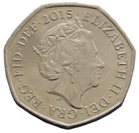 British fifty pence coin 2015-obverse