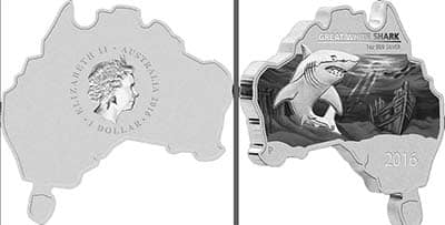 White Shark Map-Shaped Coin